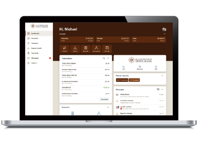 online banking on laptop
