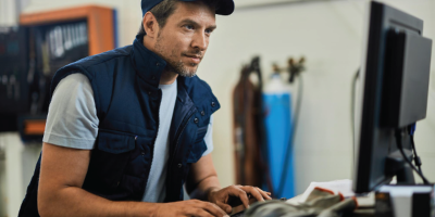mechanic using computer